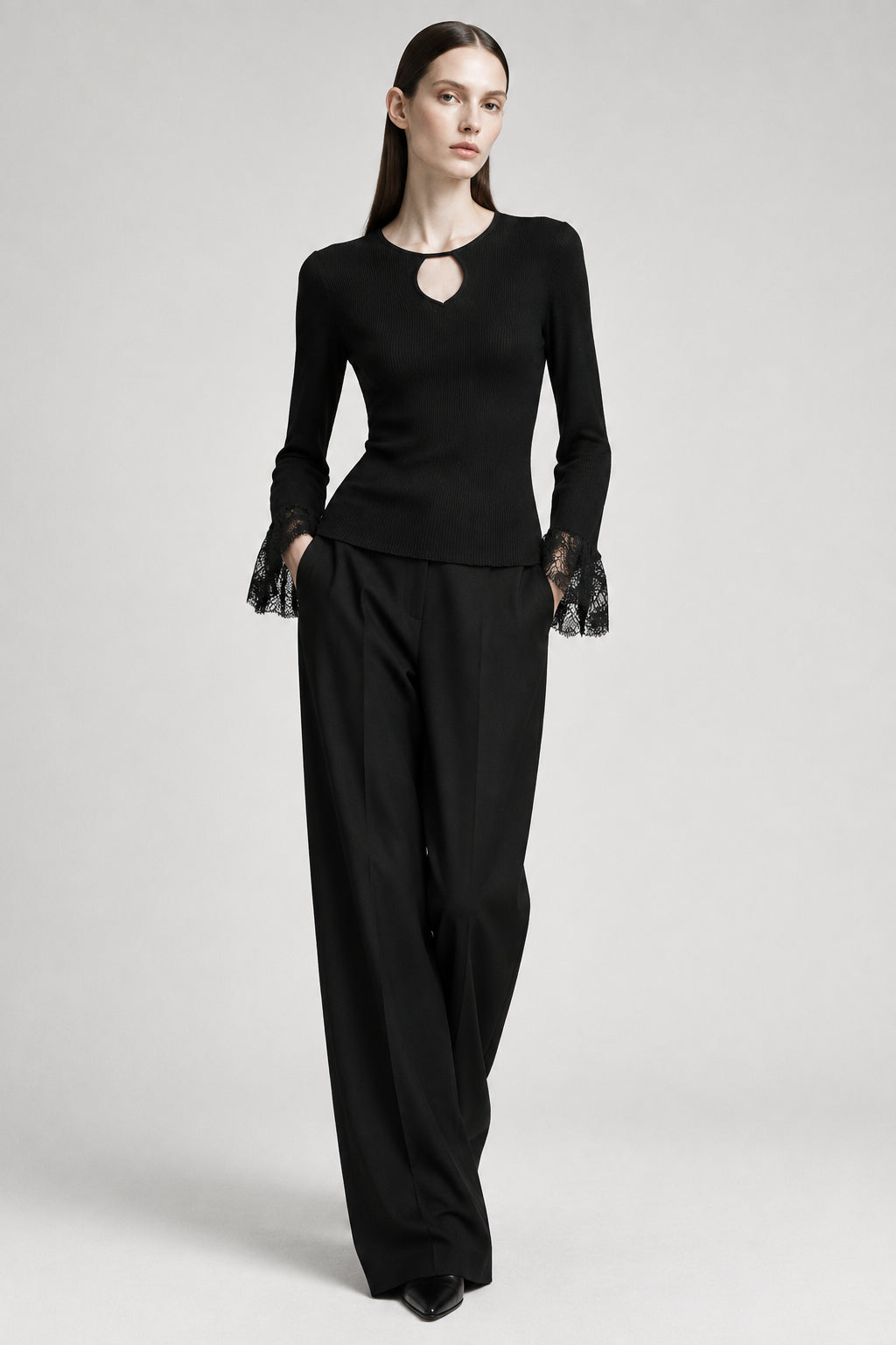 Blusa Ribbed de Algodón y Encaje | Oscalito 5776