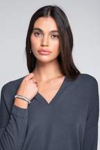 Sweater Oscalito Escote V 7636- 70% Lana Merino 30% Seda Natural