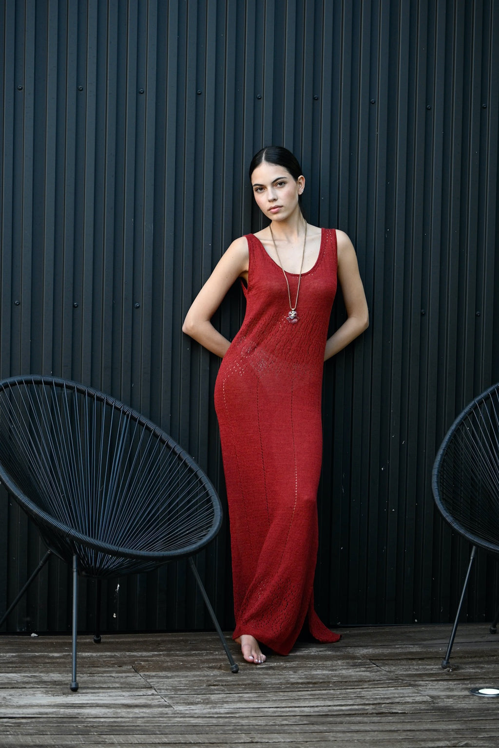 Vestido Largo de Punto Oscalito 6588 - 100% Lino Natural