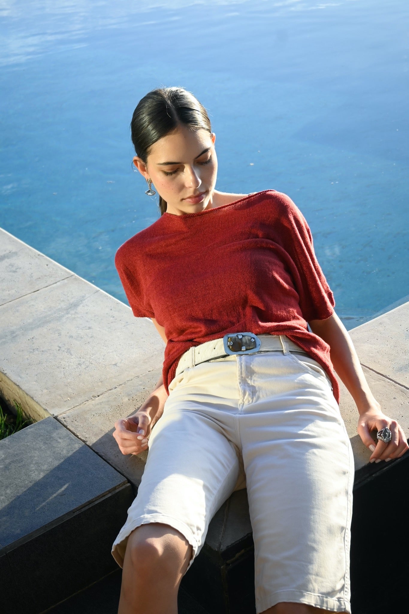 Top de Punto Oscalito 6580 - 100% Lino Natural