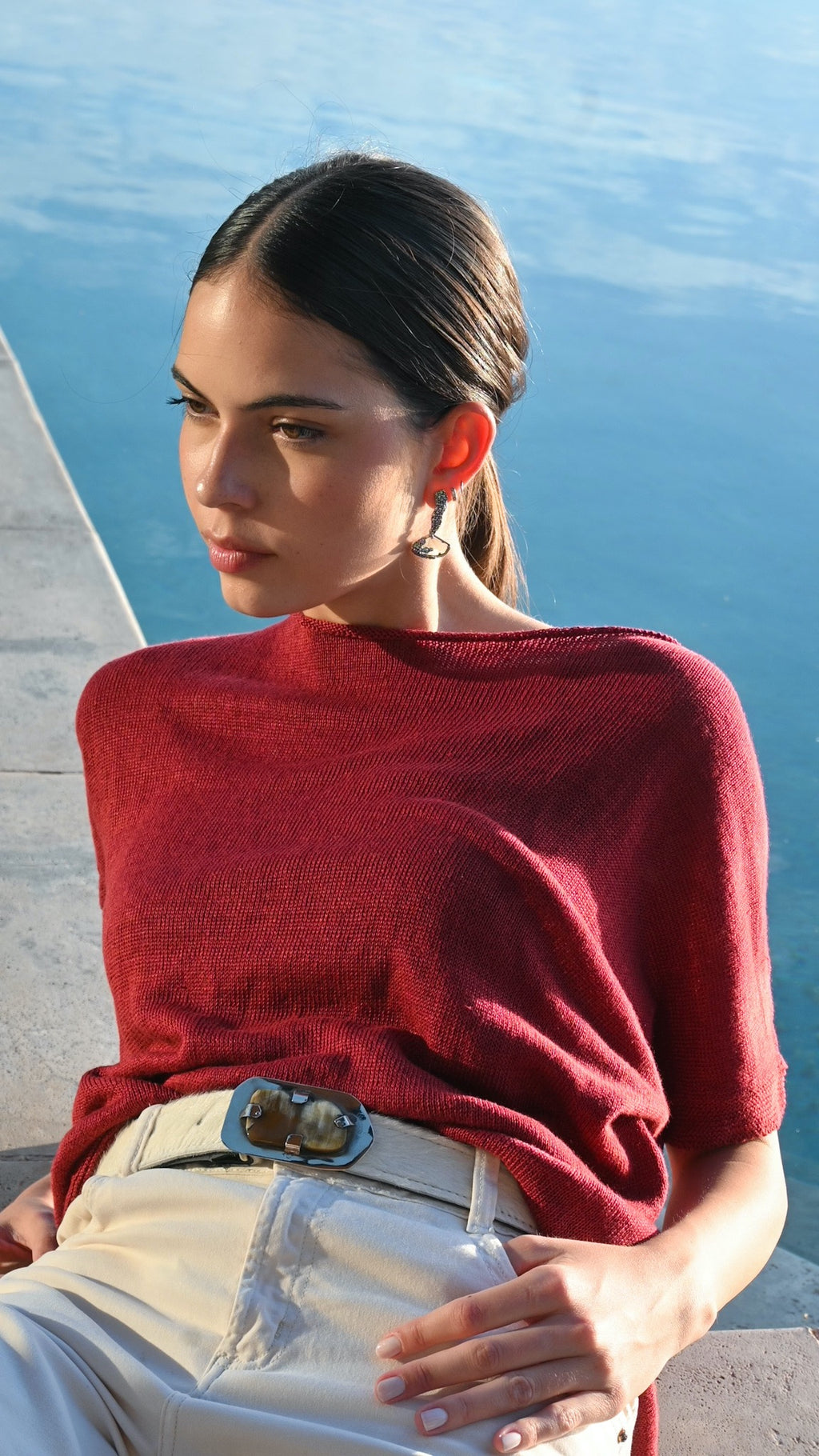 Top de Punto Oscalito 6580 - 100% Lino Natural