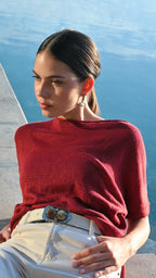 Top de Punto Oscalito 6580 - 100% Lino Natural