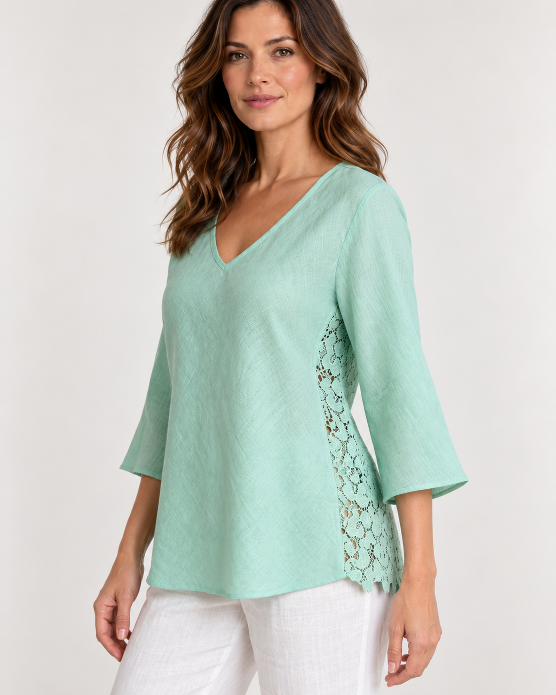 Blusa de Lino y Macramé | Oscalito 6504L