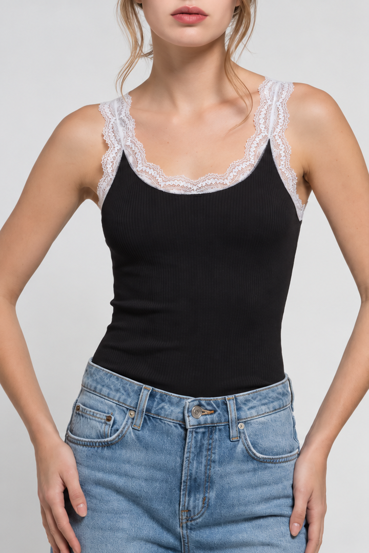 Top de tirantes con encaje — Filo di Scozia® · 3162