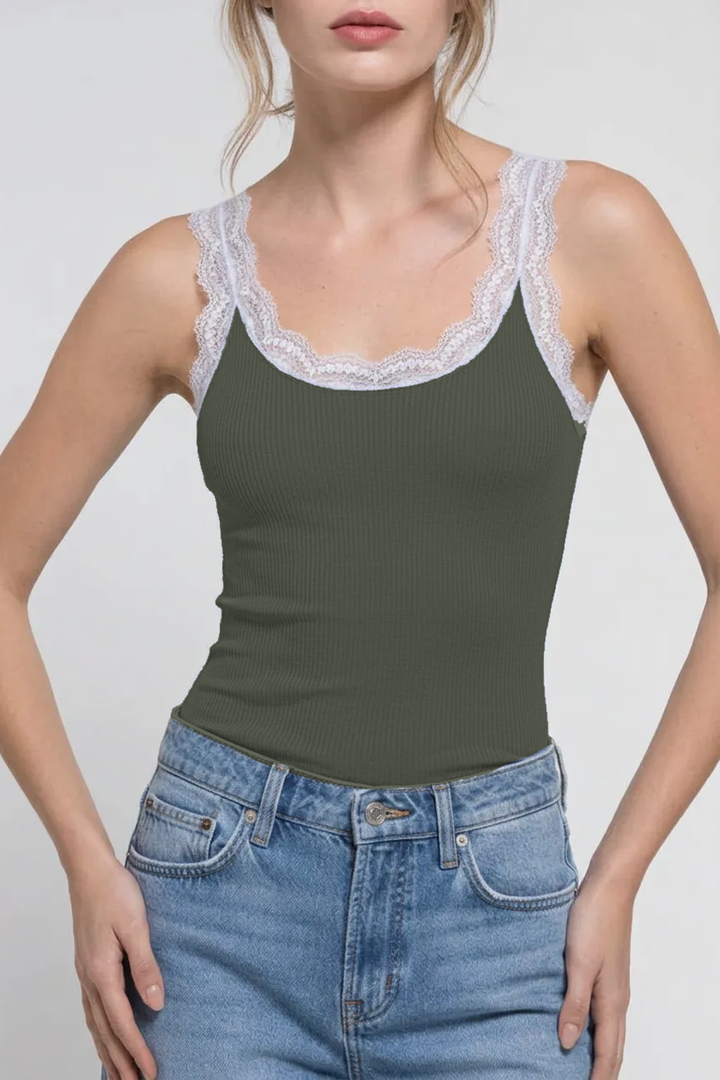 Top de tirantes con encaje — Filo di Scozia® · 3162
