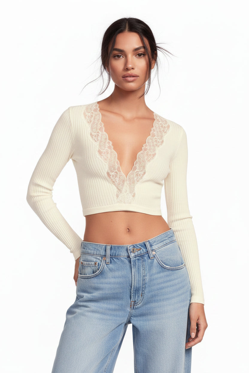 Chaleco Cruzado Mujer Oscalito 6636 – Lana y Seda - Encaje Dentelle de Calais®