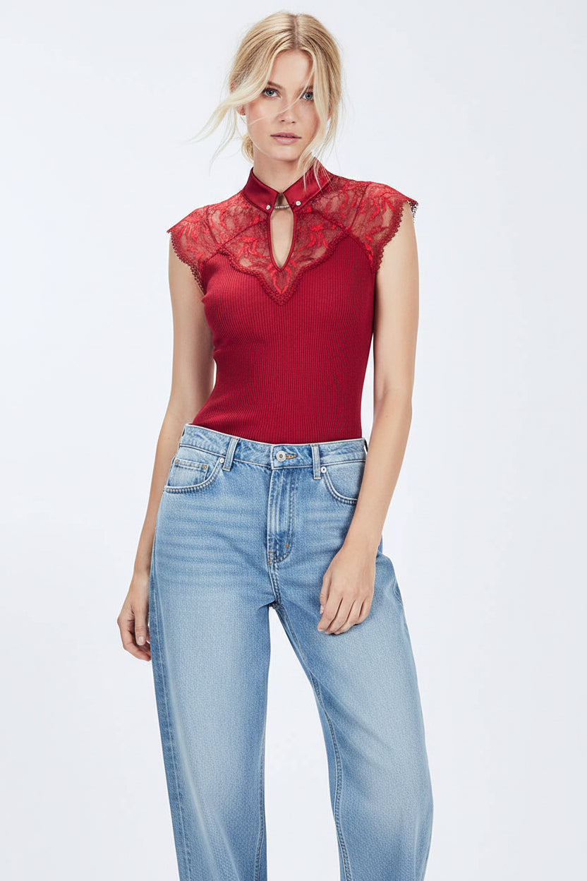 Top Oscalito 5866 - 70% Lana Merino 30% Seda Encaje Dentelle de Calais