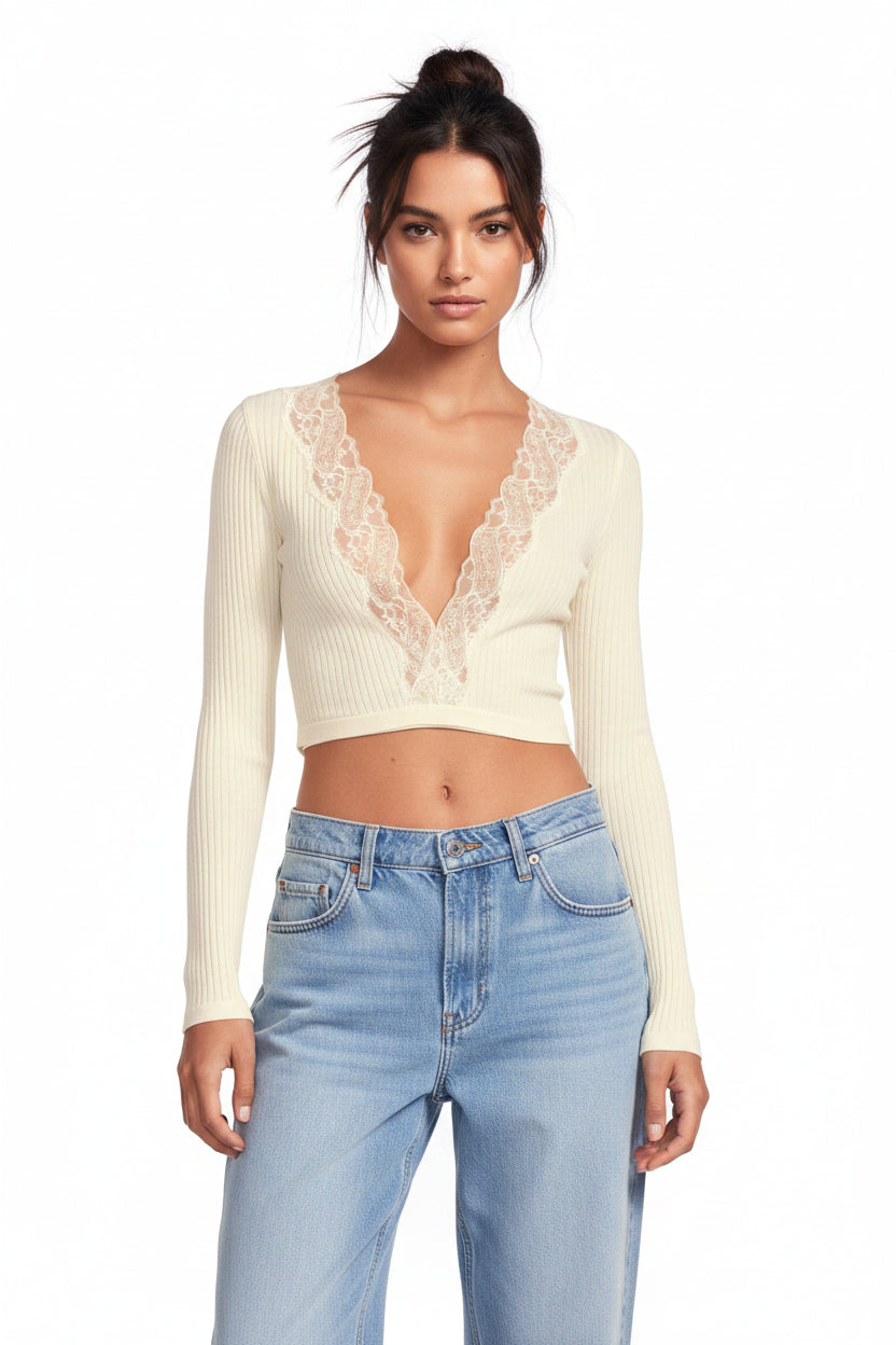 Cache Cœur Oscalito 6636 - 70% Lana Merino 30% Seda Encaje Dentelle de Calais